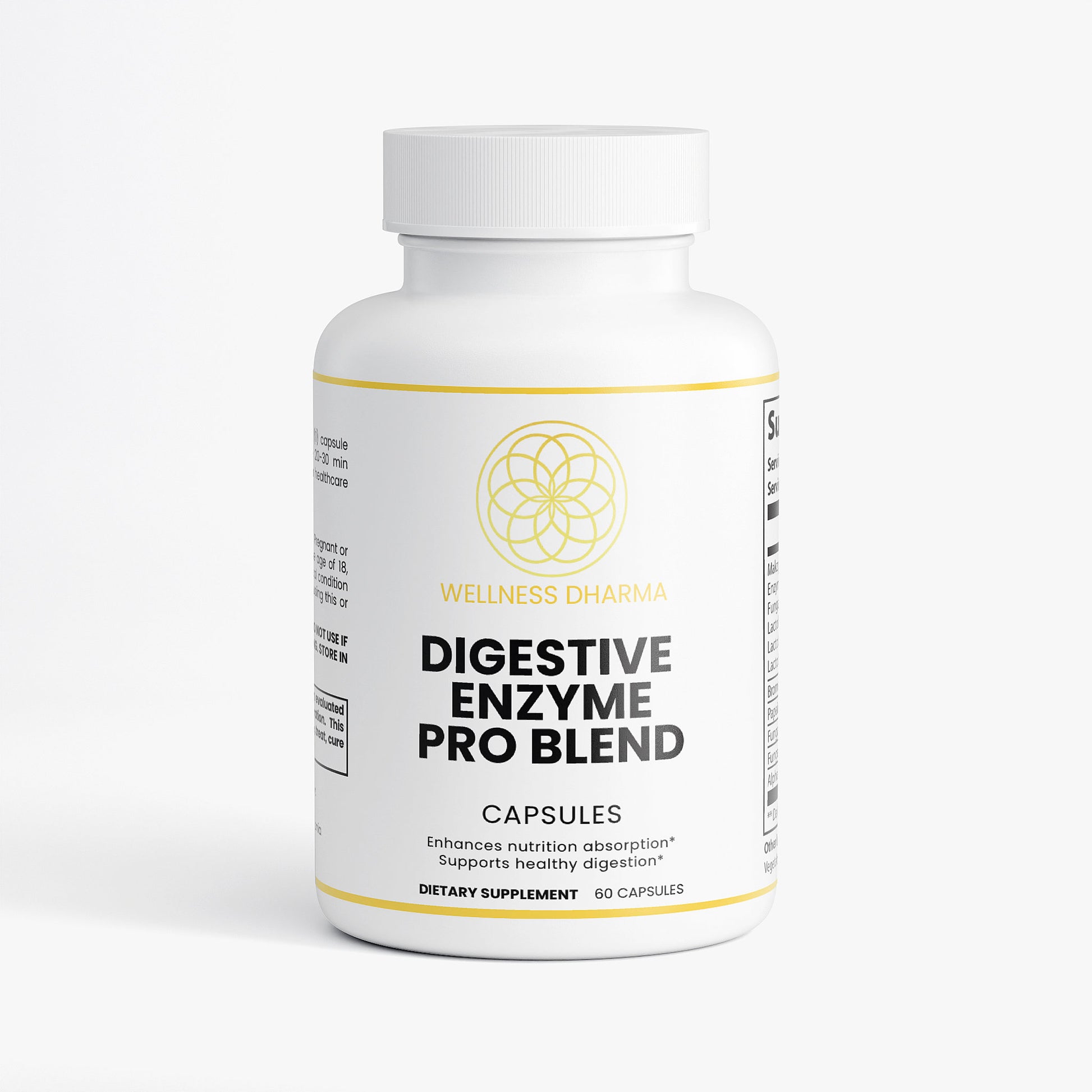 Bottle of Wellness Dhama Digestive Enzyme Pro Blend on a white background