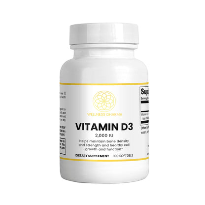 Vitamin D3 supplement bottle with label on a white background